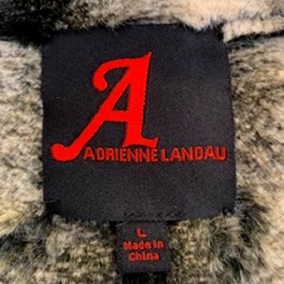 Women's Adrienne Landau Reversible Faux Fur Jacket/Coat Gray/White Striped Sz:L - Picture 5 of 10